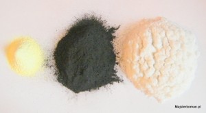 Składniki czarnego prochu: siarka, węgiel drzewny, saletra potasowa