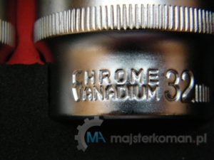Napis potwierdzający wysoką jakość nasadek (chrome vanadium)